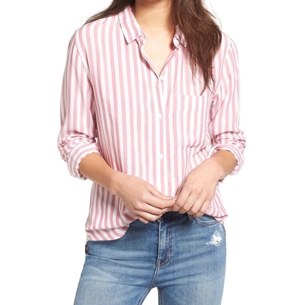 Rails Aly Striped Button Up Top XS Garnet White